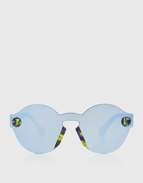 Christopher Kane Rimless Tortoise Mirrored Round Sunglasses