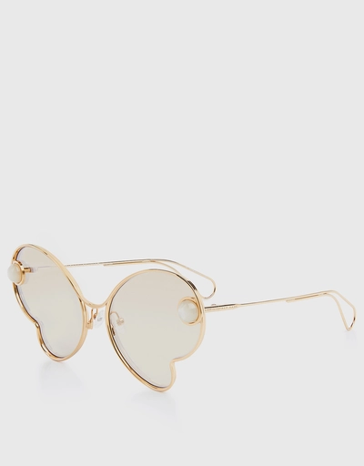 Butterfly Frame Cat-eye Mirrored Sunglasses