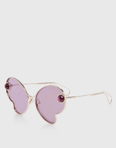 Butterfly Frame Cat-eye Mirrored Sunglasses