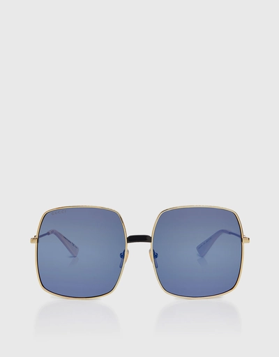 Mirrored Metal Square Frame Sunglasses