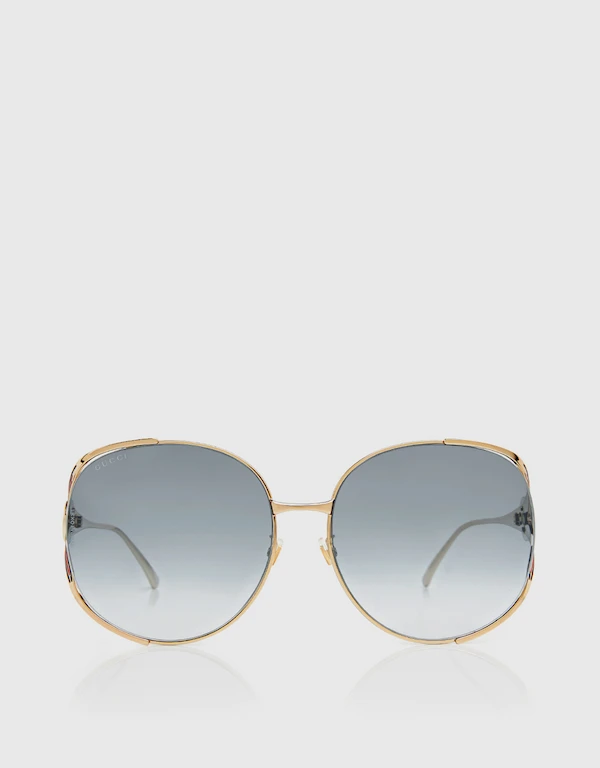 Gradient Lens Metal Round Frame Sunglasses