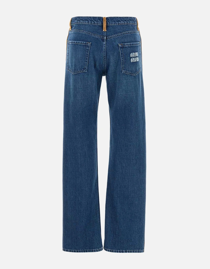 Miu Miu Denim And leather Jeans () IFCHIC.COM