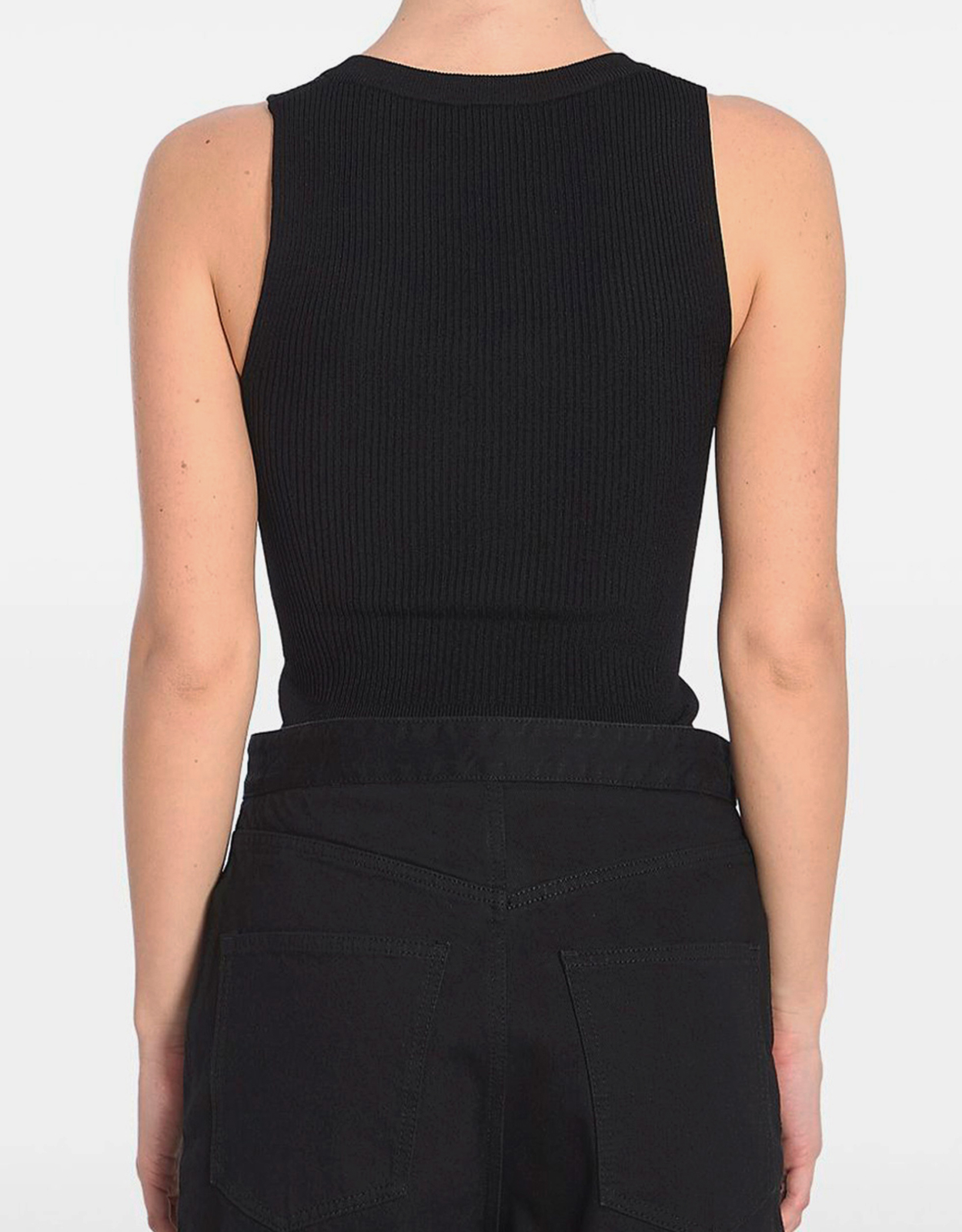 ALAÏA ブラック リブ編み ボディスーツ ALAÏA 無袖リブ編みボディスーツ (トップス,ジャンプスーツ) IFCHIC.COM