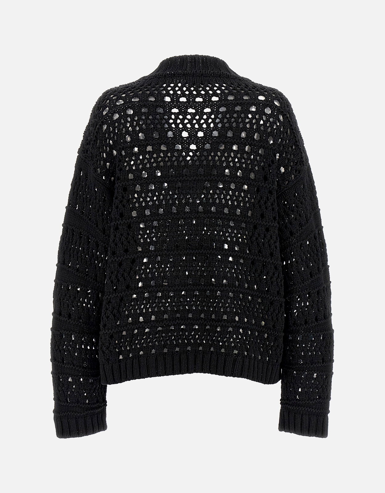 Ganni Cotton Blend Crochet V-Neck Sweater (Knitwear) IFCHIC.COM