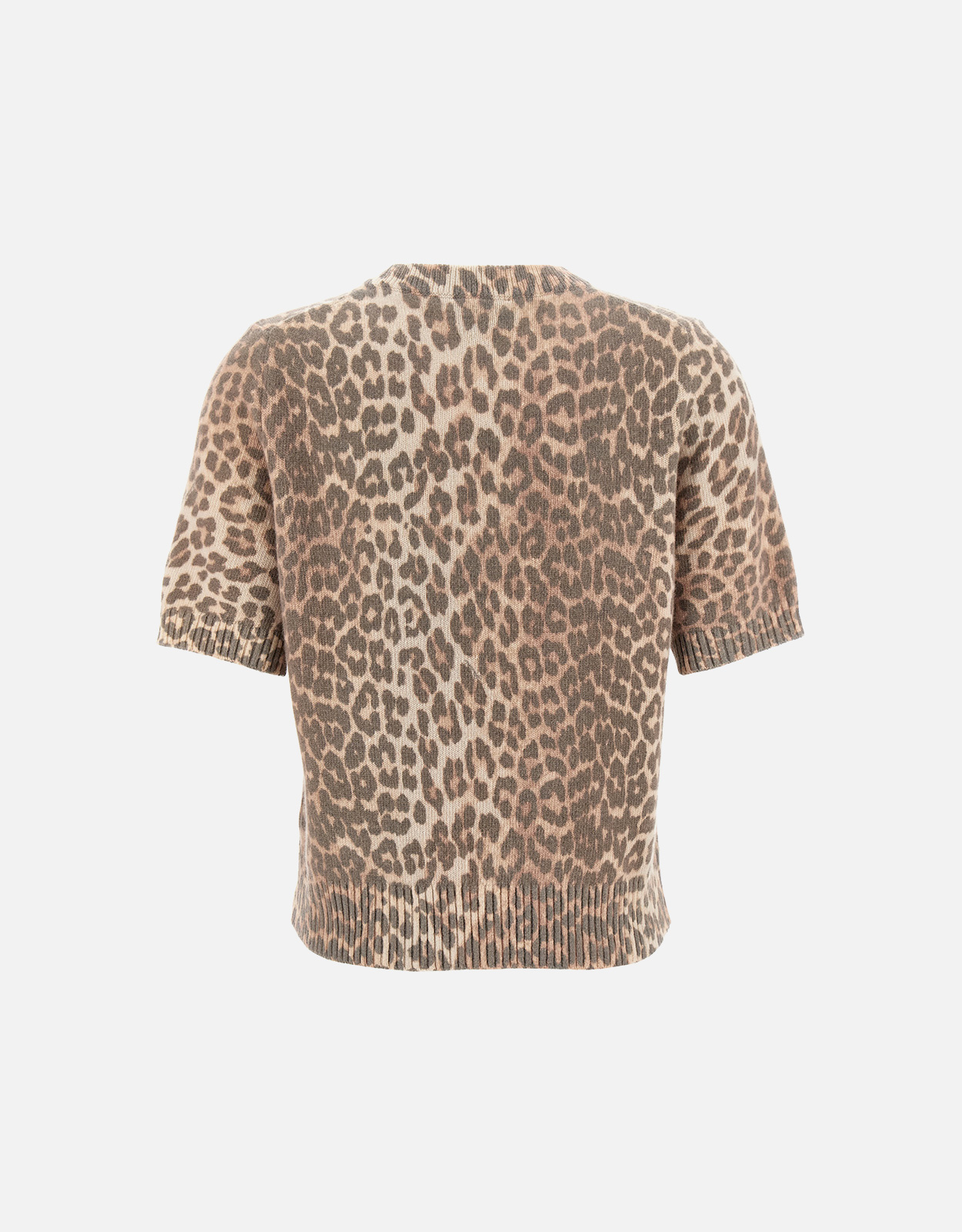 Ganni レオパードウールミックスTシャツ (トップス,Tシャツ) IFCHIC.COM