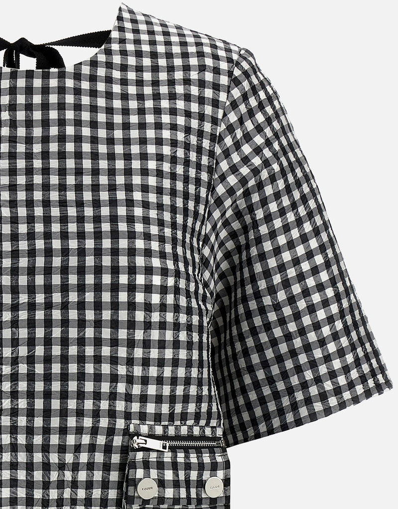 black and white check mini dress Ambrose Midi Dress in Black and White Gingham main image 1
