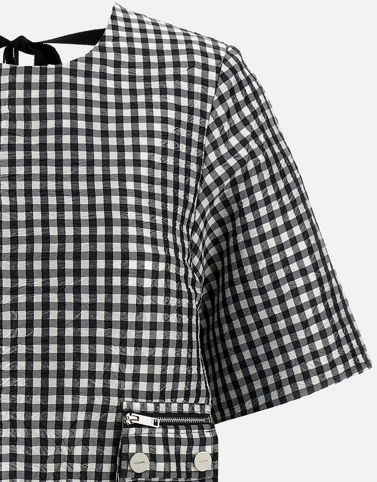 Ganni Crinkled Check Mini Dress (Dresses,Mini Dresses) IFCHIC.COM