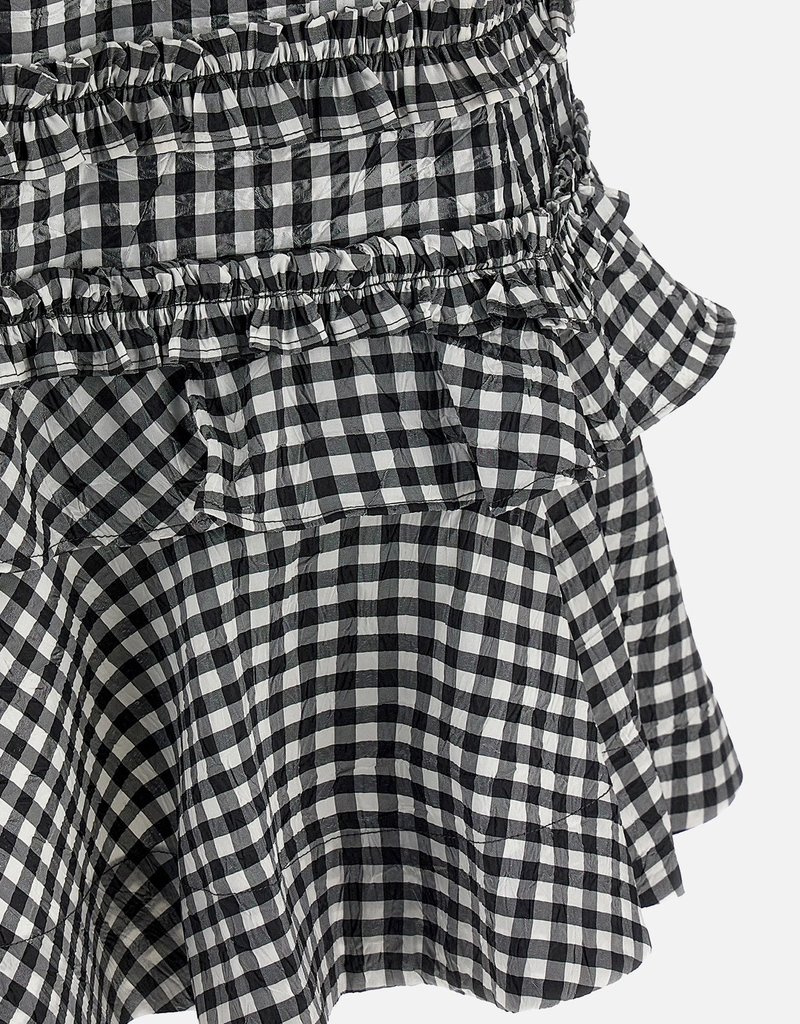 lyla mini dress Lyla Jacquard Floral Lara Flare Mini Dress BLACK-SILVER / XL by Sugarlips