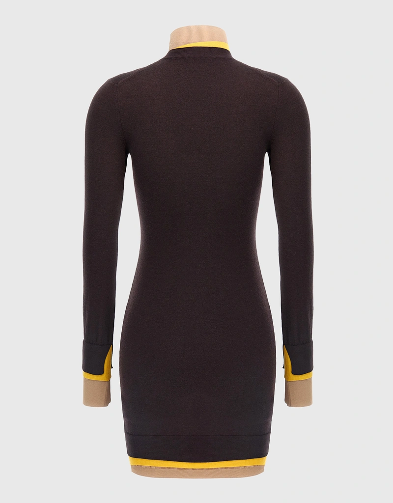 Fendi Women's Dark Purple Wool Dress - Mini dresses