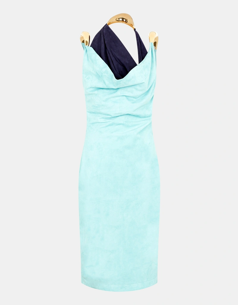 Bottega Veneta Metal Detail Fluid Suede Midi Dress (All New In) IFCHIC.COM