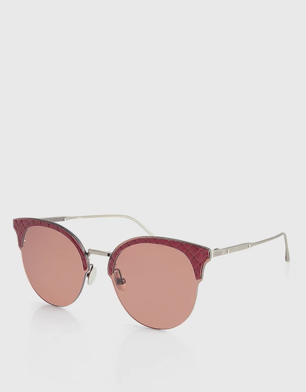 Bottega Veneta 壓紋皮革框貓眼太陽眼鏡