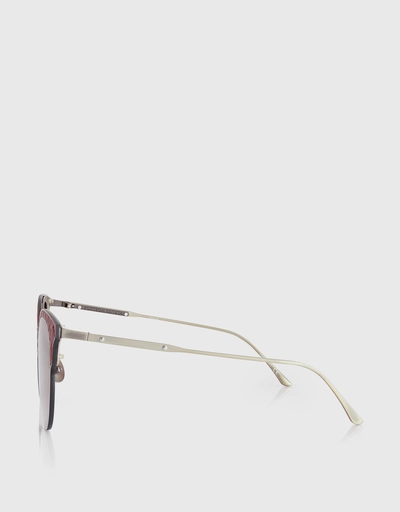 壓紋皮革框貓眼太陽眼鏡