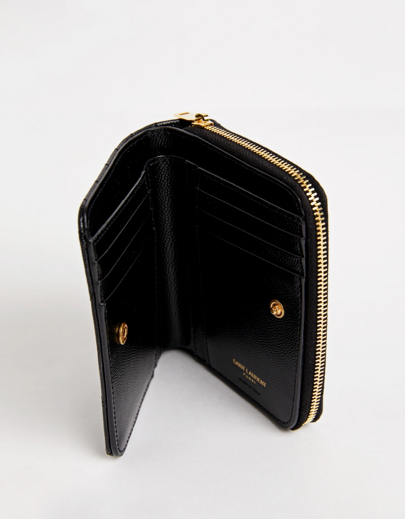 Saint Laurent Cassandre Matelasse Calfskin Zip Around Wallet