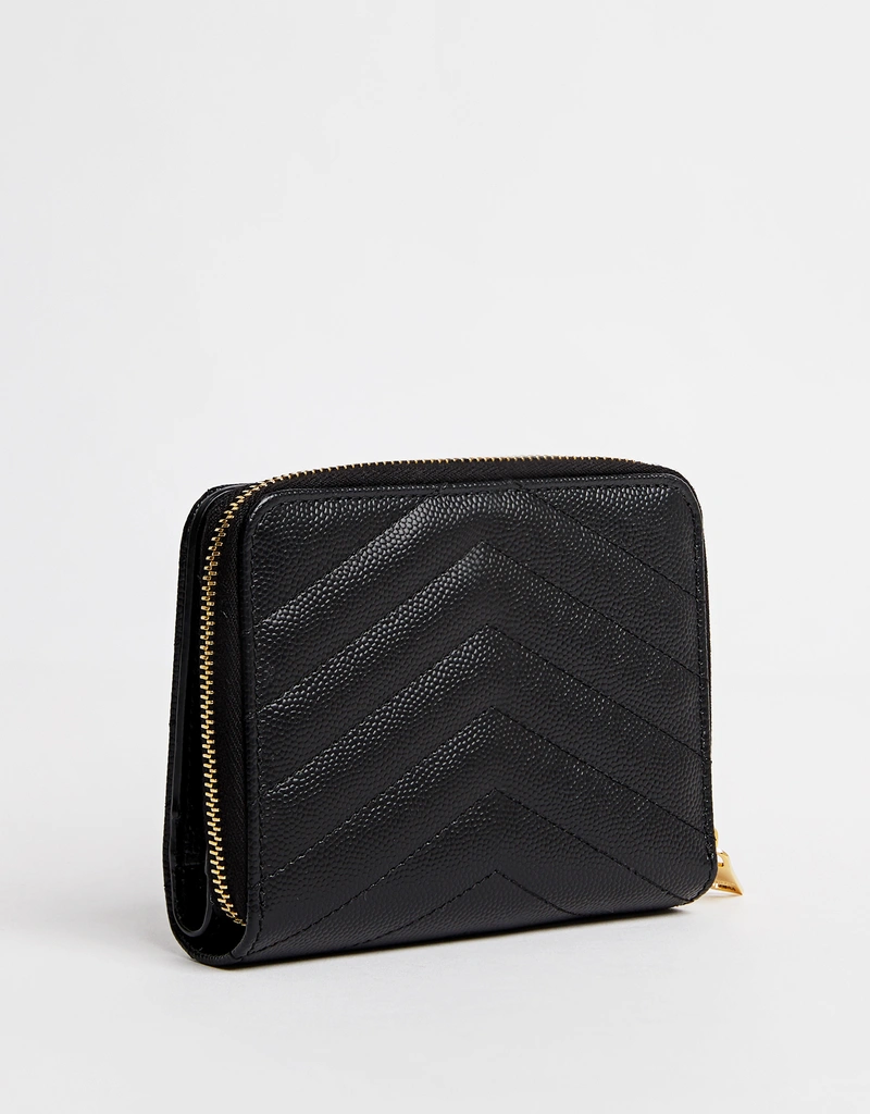 Saint Laurent Cassandre Matelasse Calfskin Zip Around Wallet