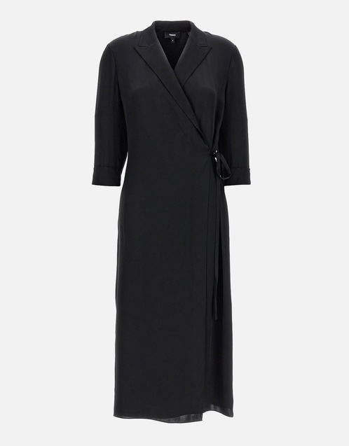 theory silk midi dress NWT THEORY TIE NECK BLACK DOT SILK LONG SLEEVE MIDI DRESS SIZE 2 $495