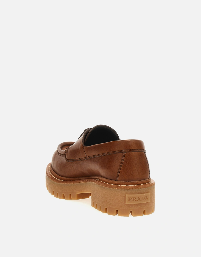 Prada ヴィンテージ カーフスキンレザー レースアップ ローファー