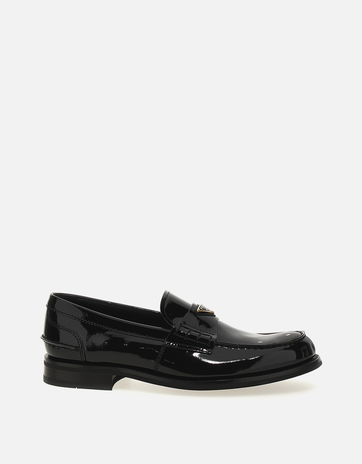 Prada メンズ ロゴ パテント カーフスキンレザー ローファー () IFCHIC.COM
