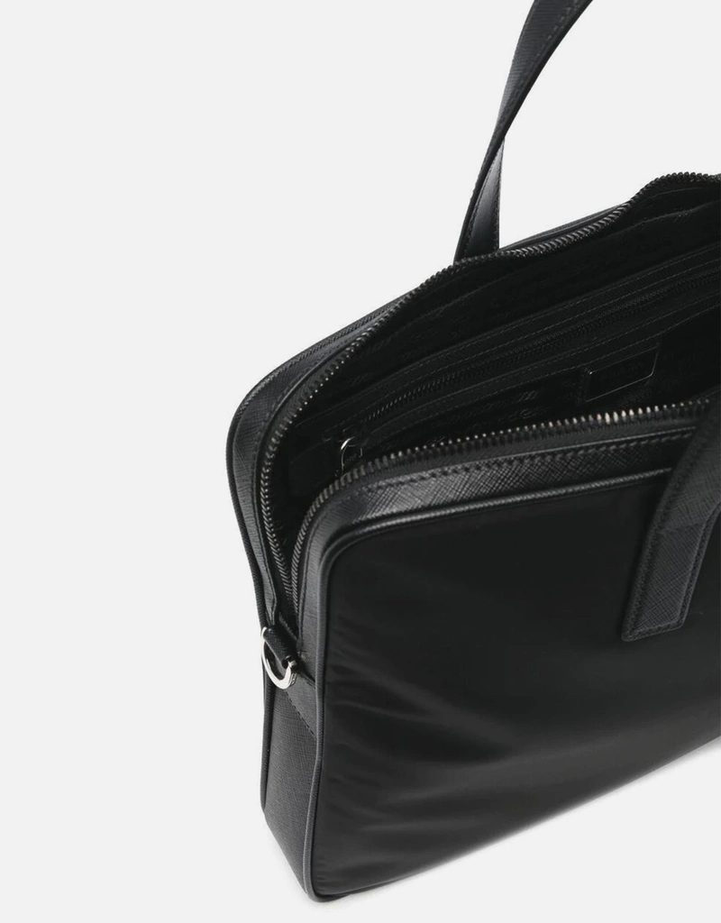 Prada メンズ リナイロン＆レザーブリーフケース (ブリーフケース