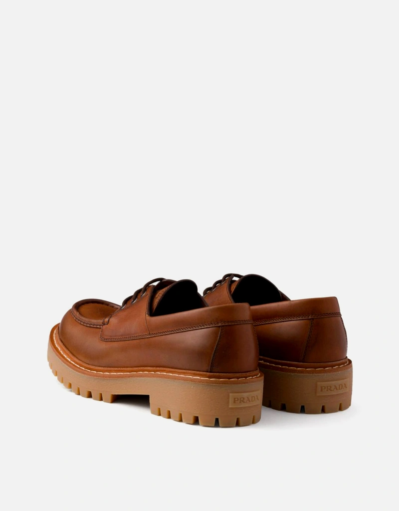 Prada メンズ カーフスキンレザー レースアップ ローファー (シューズ