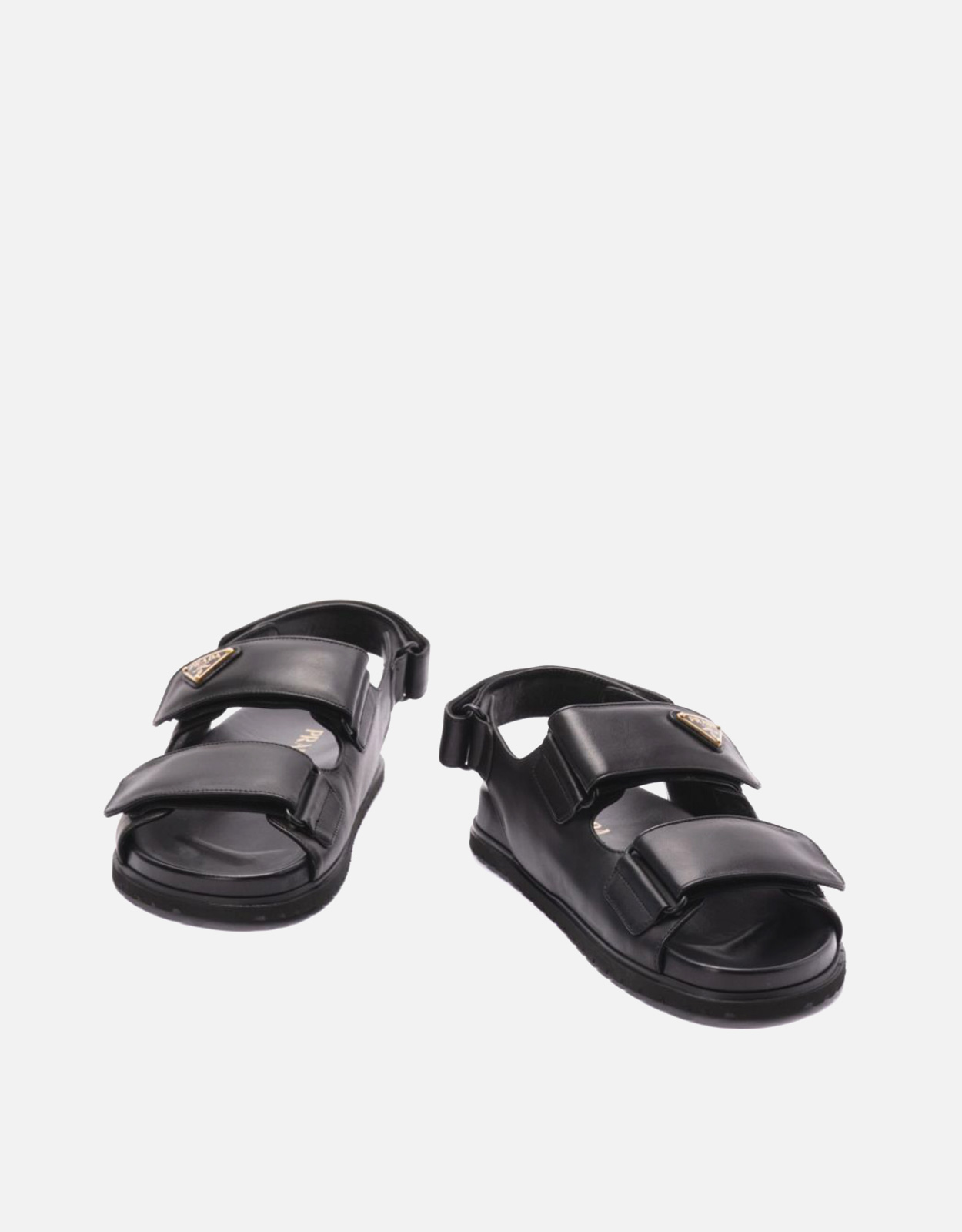 Prada カーフレザー タッチストラップサンダル (サンダル,フラット