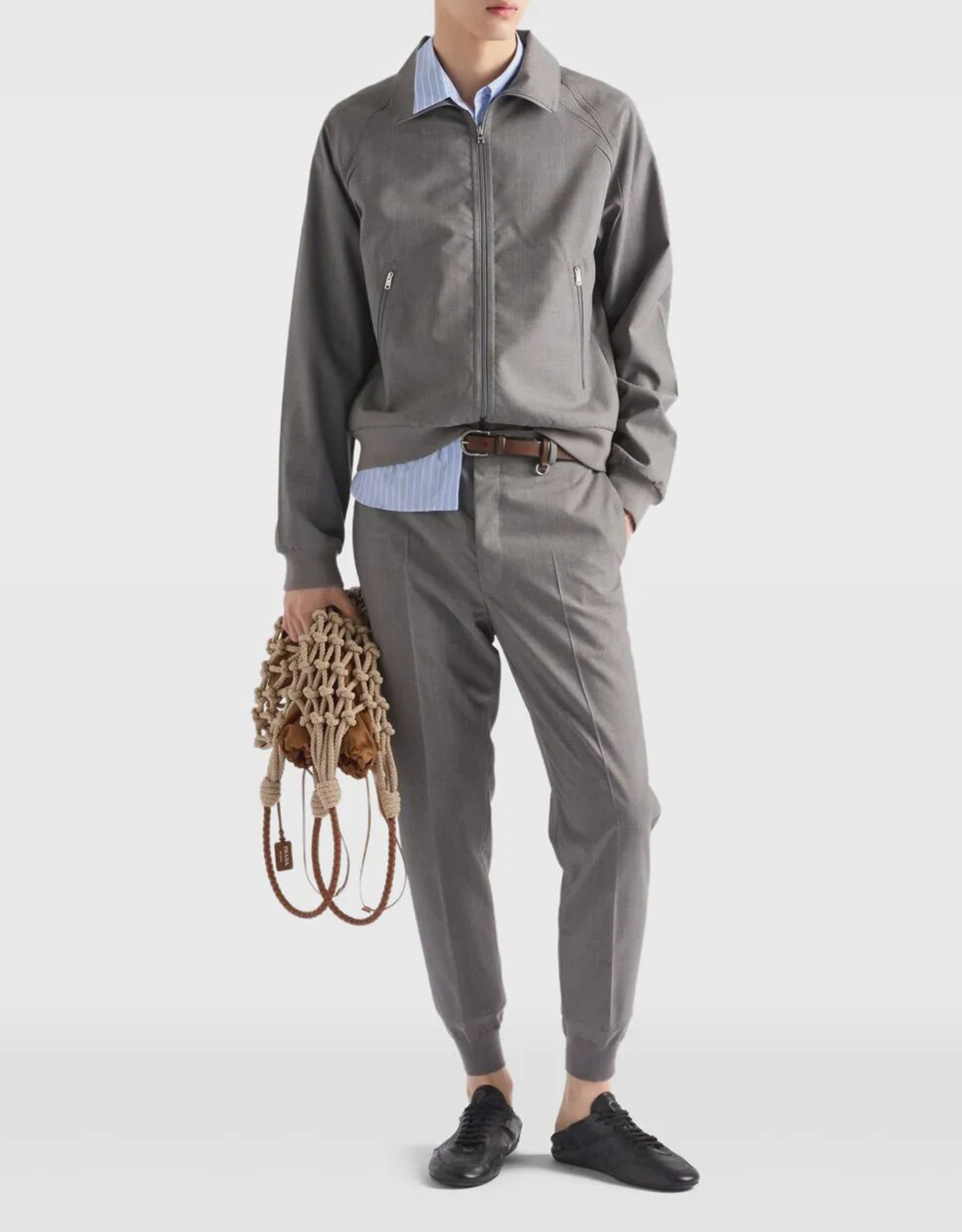 Prada メンズストライプドコットンシャツ (シャツ,カジュアルシャツ