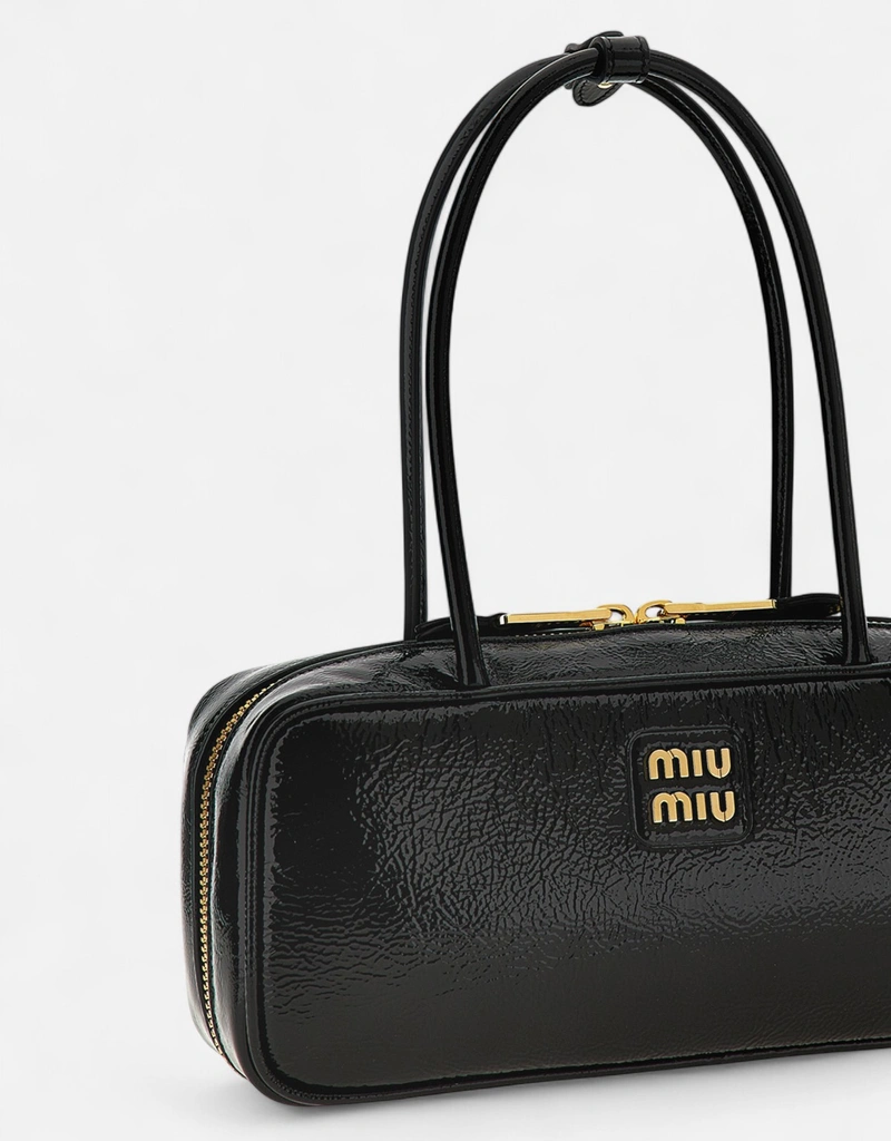 Miu Miu グロッシーペイント仕上げラムレザーハンドルバッグ () IFCHIC.COM