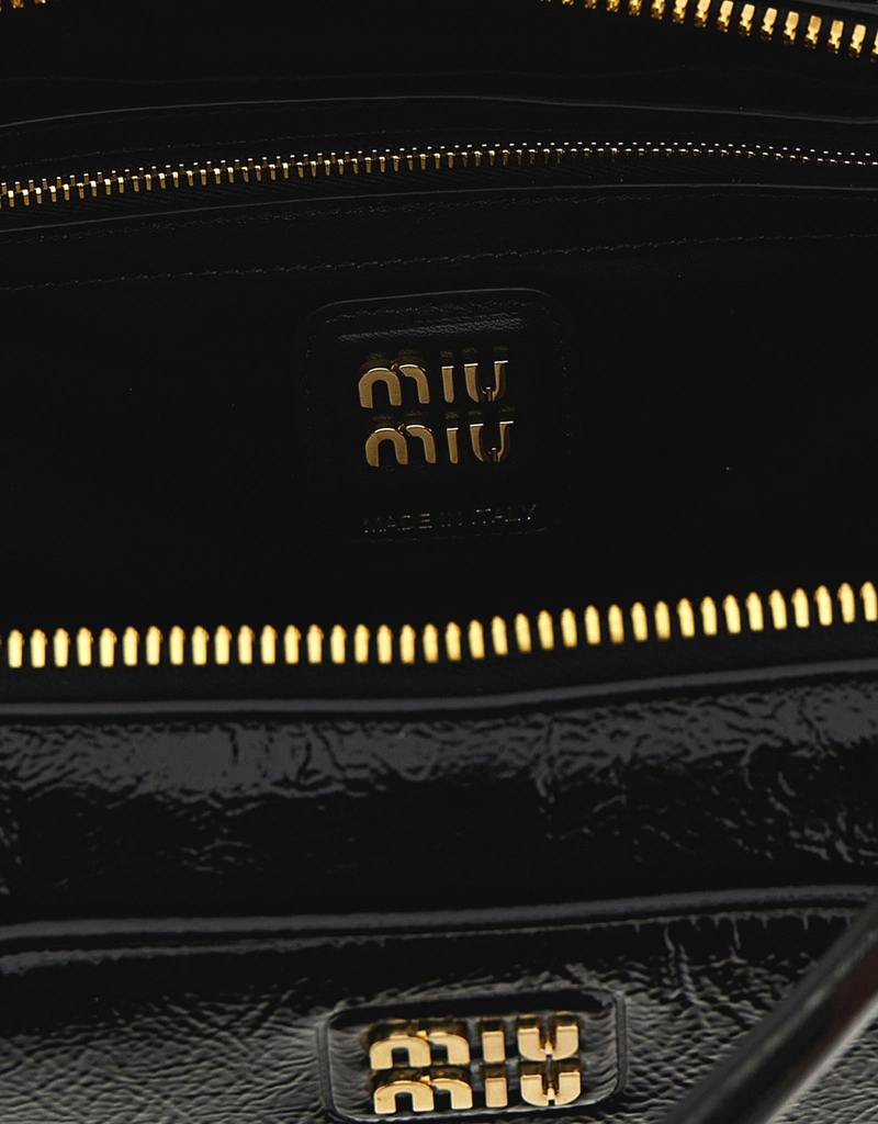 Miu Miu グロッシーペイント仕上げラムレザーハンドルバッグ () IFCHIC.COM