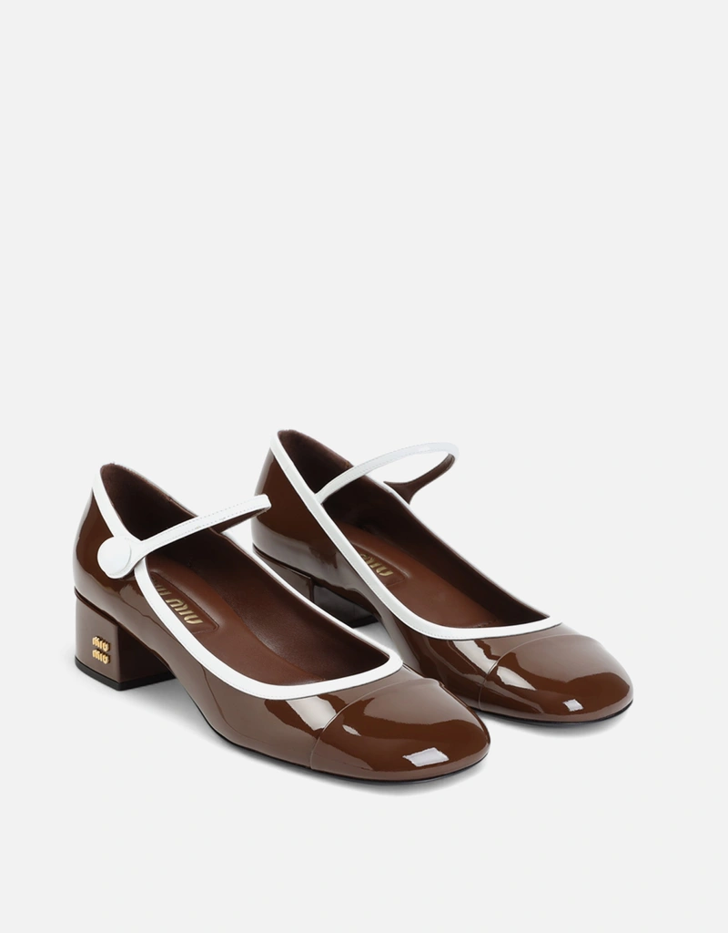 Miu Miu ブラウンレザーパンプス (すべての新品,シューズ) IFCHIC.COM