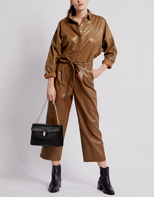 Alexis Roy Vegan Leather Wide-leg Pants 