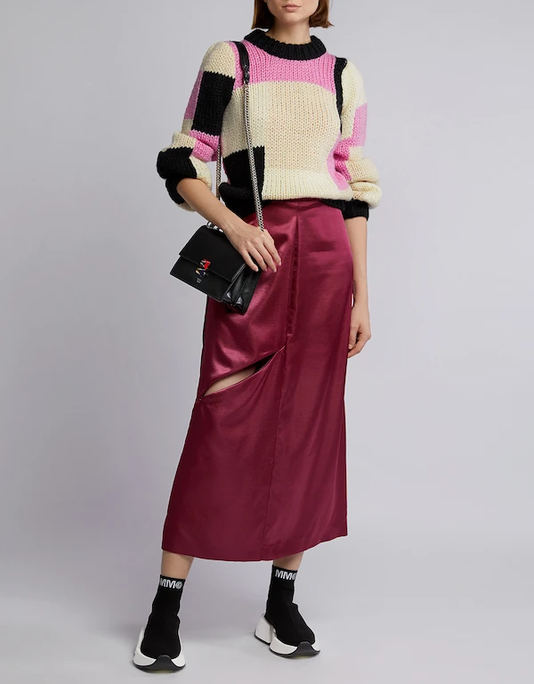 MM6 Maison Margiela  Front Zip Detailed Satin Maxi Skirt