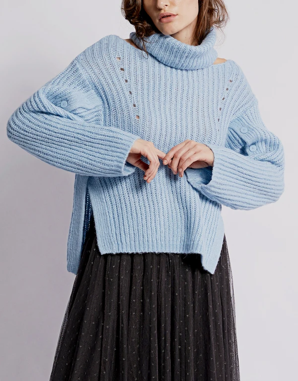 Eliana Cut-out shoulders Alpaca Turtleneck Sweater