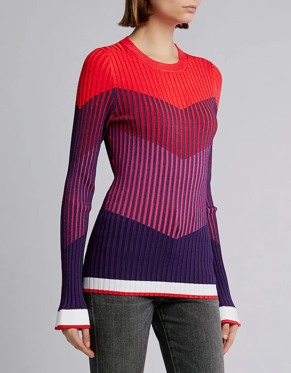 Color-block Stripe Fitted Sweater