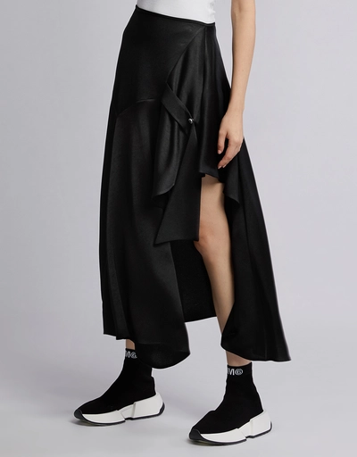Faintest Sound Asymmetric Draped Maxi Skirt 