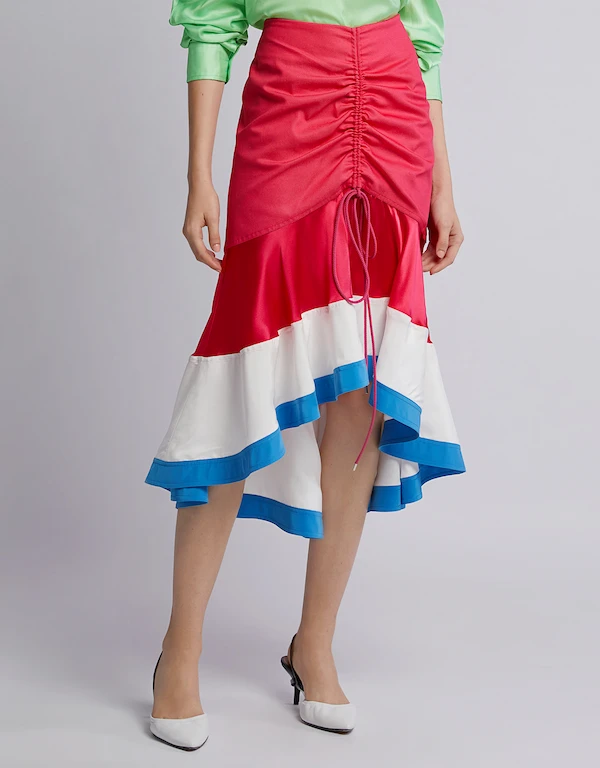Prabal Gurung Binod Color-block Hi-Lo Midi Skirt