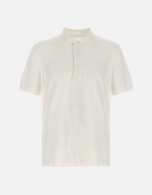 TOM FORD ホワイト 長袖ポロシャツ Tom Ford Men's Cotton Blend Polo Shirt (トップス＆Tシャツ