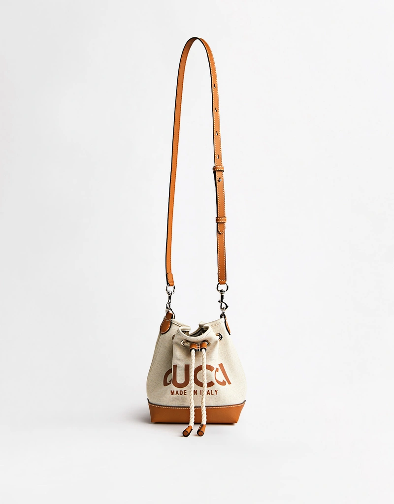 Gucci Mini Canvas Print Crossbody Bucket Bag () IFCHIC.COM