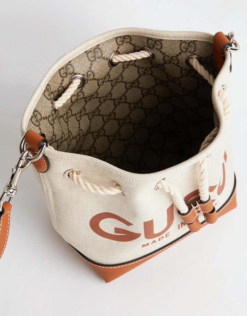 Gucci Mini Canvas Print Crossbody Bucket Bag () IFCHIC.COM