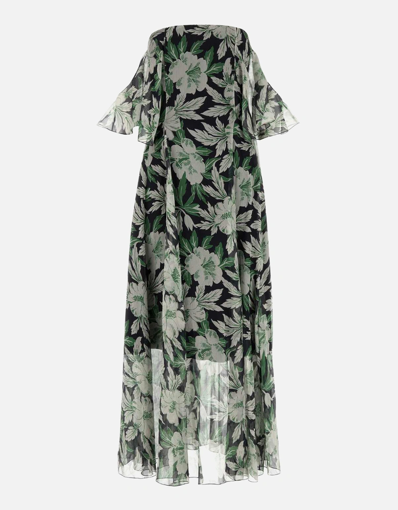 knee length dresses for ladies Loewe Ivory Long Sleeve Maxi Dress with Fine Polimer Fringe Appliqué S –  Sellier main image 1