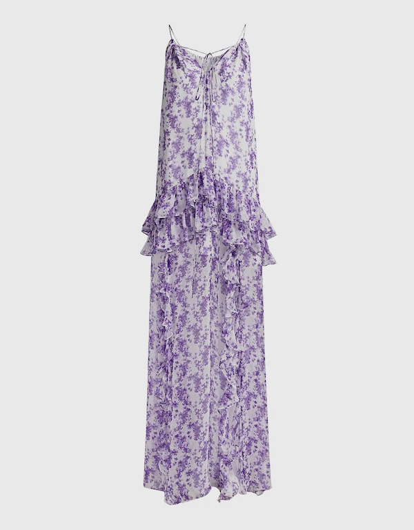 Caroline Constas Isla Floral Silk-chiffon Ruffled Maxi Dress