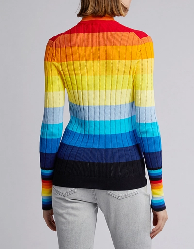 彩虹漸層微高領毛衣