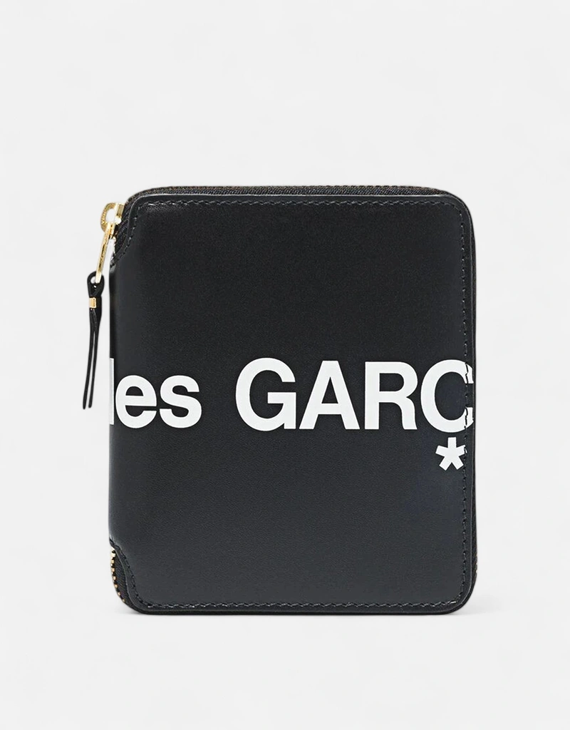 Comme des Garcons Wallet Unisex Logo Printed Calfskin Zip Around