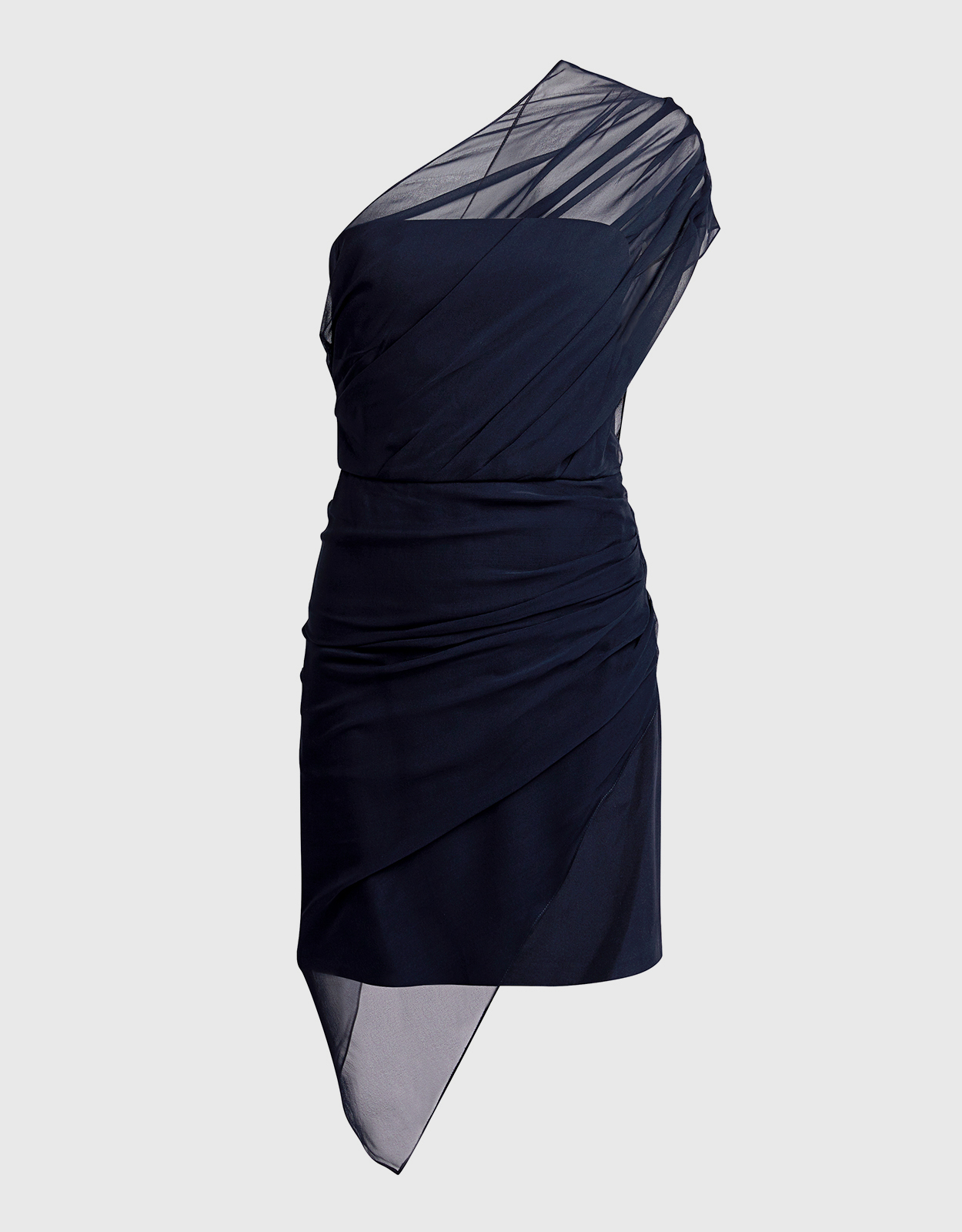 strapless open back dress Royal Blue One Shoulder Long Sleeves Slit Prom Dress Overskirt main image 1