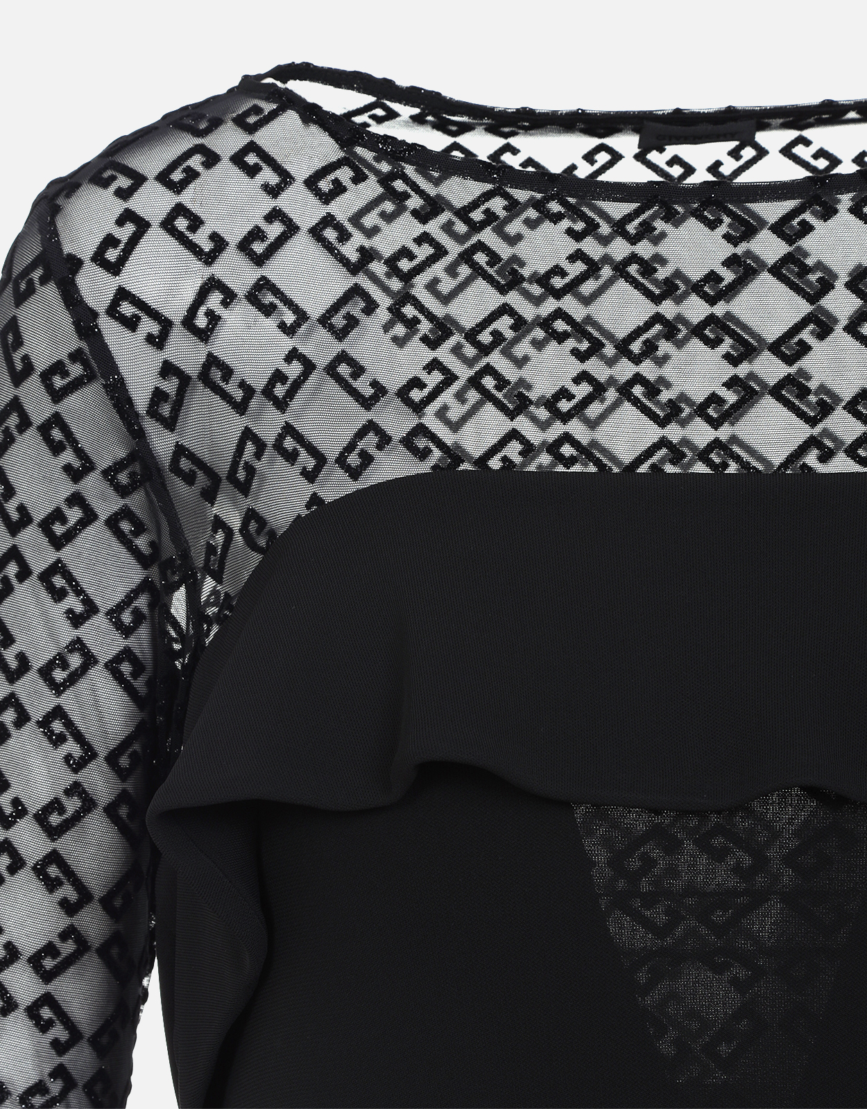 Givenchy Draped Dress In Jersey And Shiny Monogram 72 Tulle