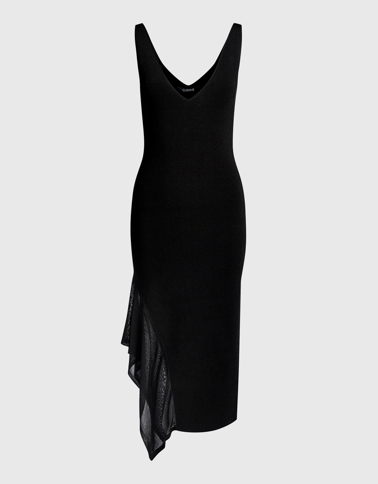 navy blue dress for baby girl Cushnie V-Neck Asymmetric Hem Knee Length Dress