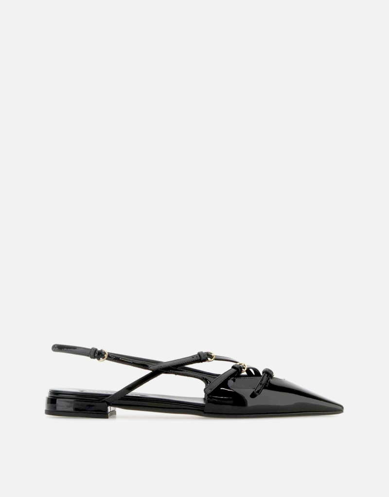 Miu Miu エナメルカーフレザー製スリングバックフラットシューズ