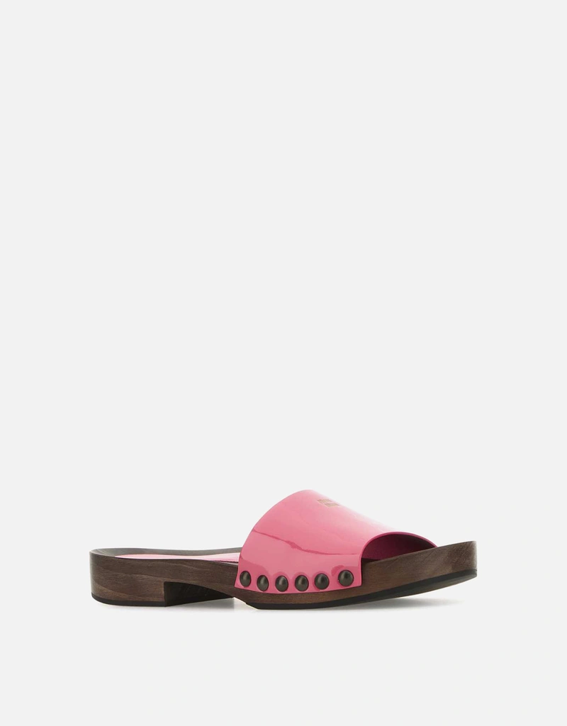 Miu Miu Patent Calfskin Leather Clog Slippers () IFCHIC.COM