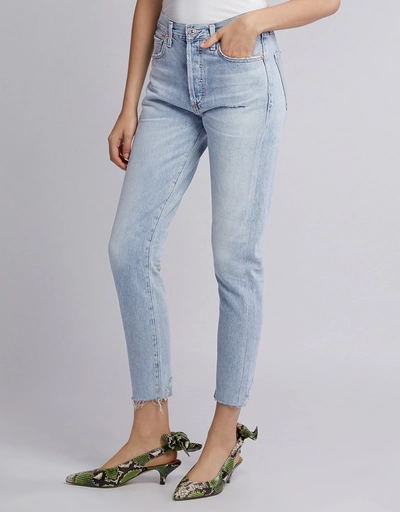 Liya High-rise Classic Straight-leg Raw hem Jeans