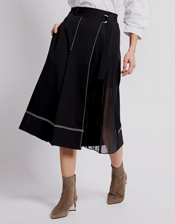 Jonathan Simkhai Audrey Pleated Wrap Midi Skirt