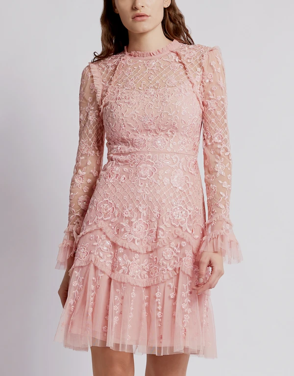Marigold Rose Lace Mini Dress