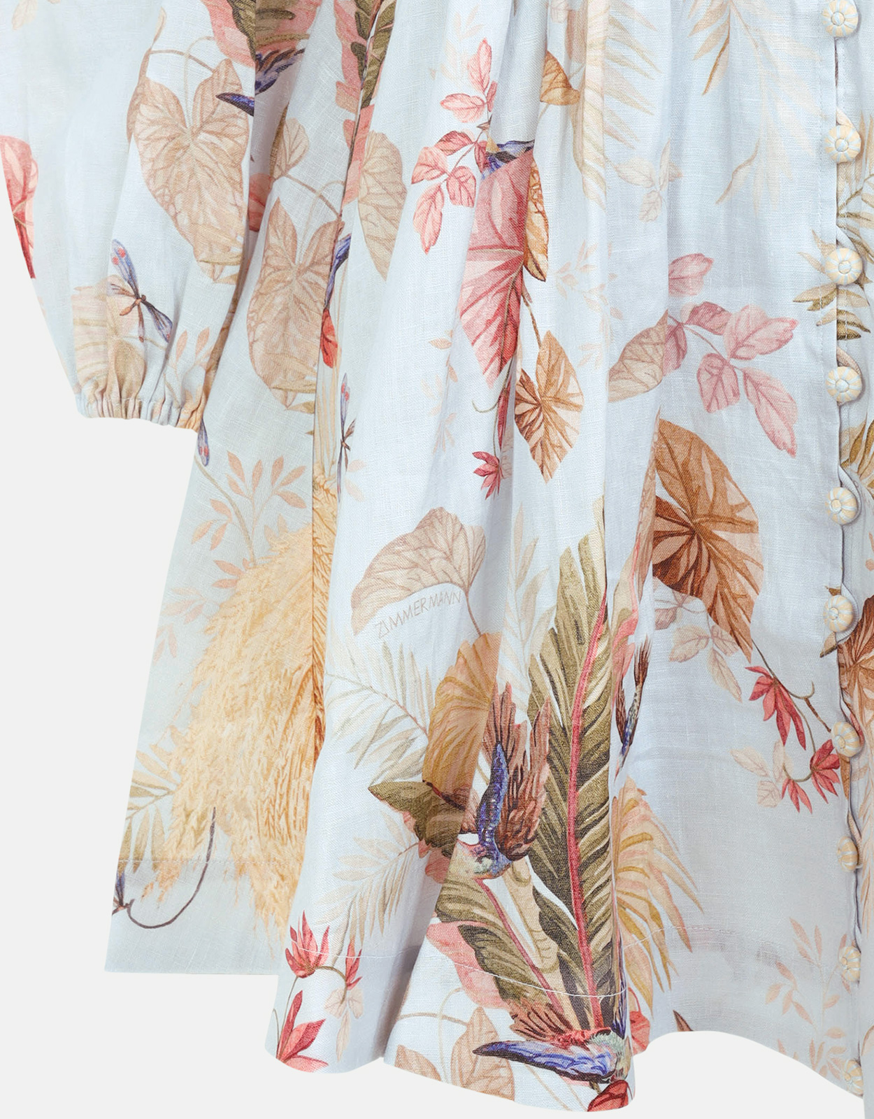 ZIMMERMANN フローラルボイルドレス Zimmermann Ascension Linen V-Neck Mini Dress (ドレス) IFCHIC.COM